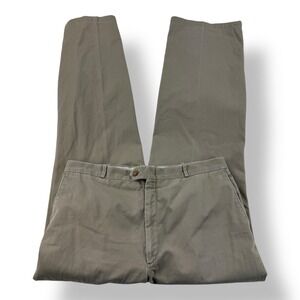 Paul Stuart Beige Flat Front Cotton Chino Pants Altered Waist Classic Mens 35x32